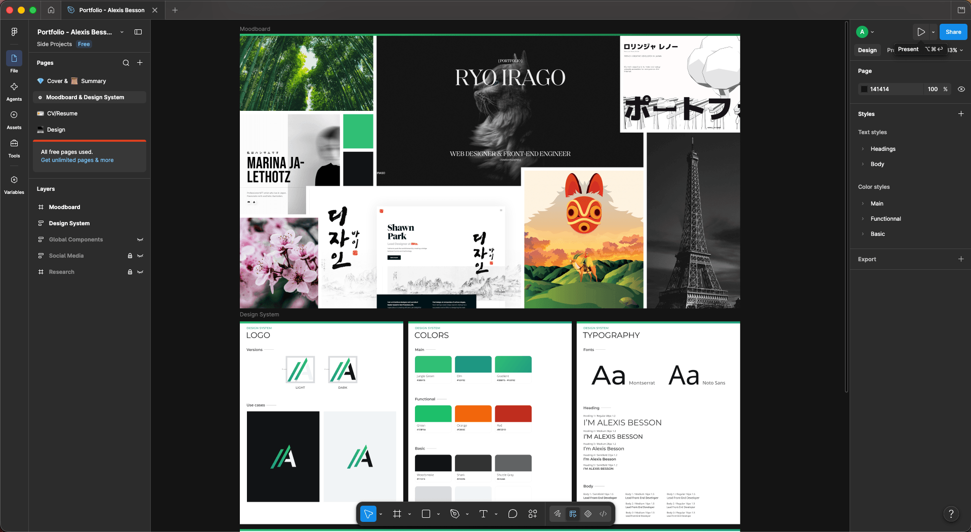 The 2023 Figma: moodboard and homepage mockups